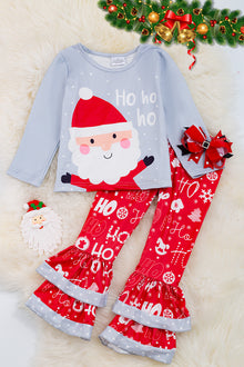  Ho Ho Ho" Santa printed long sleeve top & red pants. OFG50133064 loi