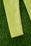 green satin silk stretchy leggings. PNG25153118 WEN