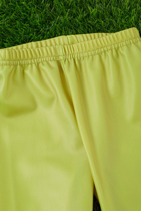 green satin silk stretchy leggings. PNG25153118 WEN