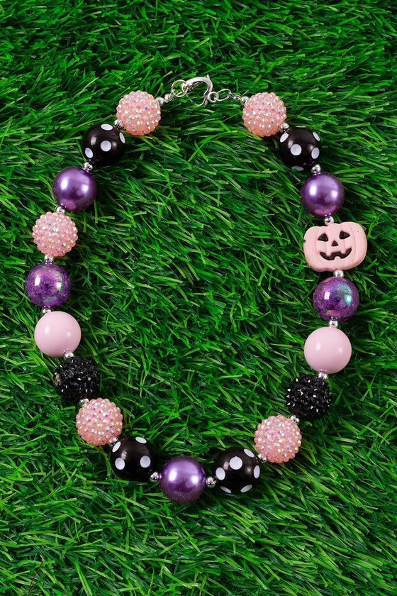 Purple,pink bubble necklace & pink pumpkin pendant. 3PCS/$15.00 ACG40153042