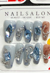 Press on acrylic women nails.