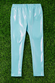  Aqua satin silk stretchy leggings. PNG25153074 sol