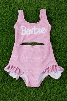  LT.PINK SWIMSUIT WITH RUFFLE TRIM. SWG25153026 WENDY