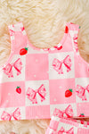 Coquette bow & sweet strawberries printed set. OFG41120 JEAN