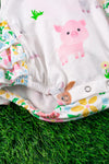 Farm animal printed baby onesie with ruffle butt. RPG25153083-WEN