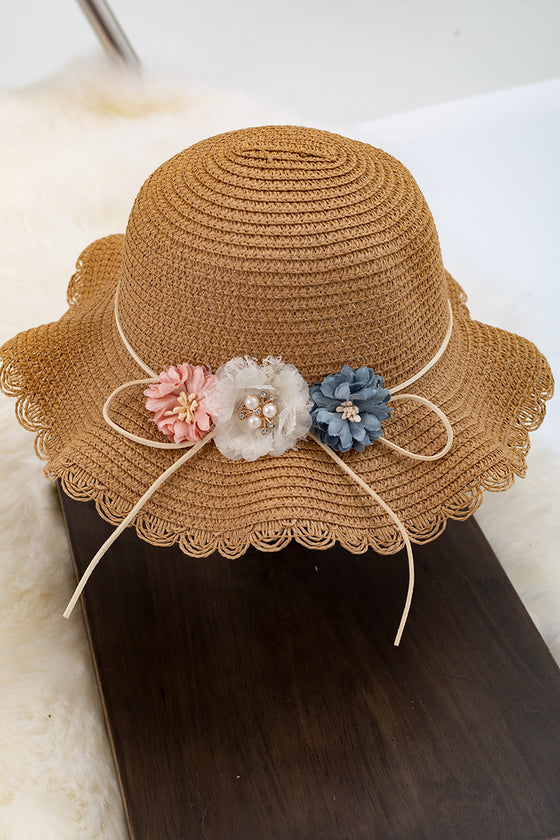 Brown straw hat & bag set. ACG15144008