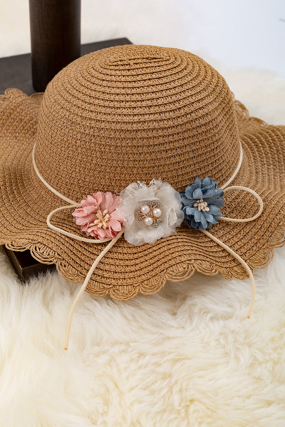 Brown straw hat & bag set. ACG15144008