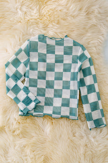  cameo green & white checkered mesh top. TPG40783 loi
