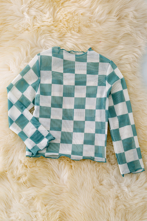 cameo green & white checkered mesh top. TPG40783 loi