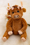 14" Cow plushy with floral headband. ACG40006 M