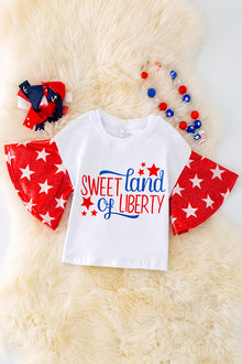  "Sweet Land of Liberty" white top w/bell sleeves. TPG40483 WEN