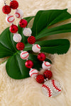 Red & white baseball bubble necklace w/ sparkly beads. 3pcs/$15.00 ACG25183011 M