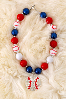  Multi-color bubble necklace with baseball pendant. 3pcs/$15.00 ACG25183018 M