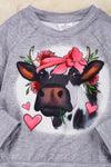 Fancy cow printed on gray jogger set. OFG05203002 AMY