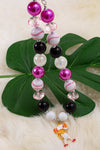 Pink baseball /black bubble necklace w/baseball player pendant. 3pcs/$15.00 ACG55154001 M