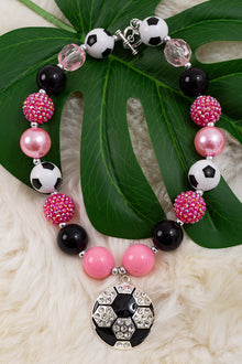  Pink soccer bubble necklaces w/soccer pendant. 3pcs/$15.00 ACG55154002 M