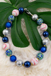 Baseball / Royal blue & texture bubble necklace. 3pcs/$12.00 ACG55144002 M