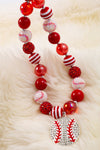 Red baseball bubble necklace with pendant. 3pcs/$15.00 ACG40010 M