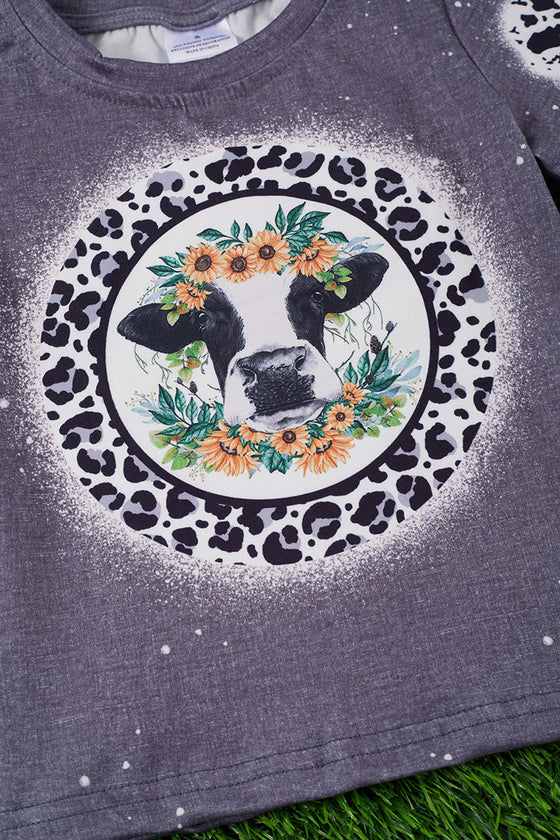 Cow printed women tee-shirt.  TPW25153004-JEAN