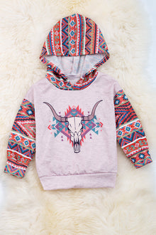  Bull skull Aztec printed sweater with hoodie. TPG65153116 WENDY