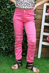 Fuschia ripped skinny jeans. PNG25133064 JEANN