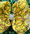 Softball printed double layer hair bows. 6.5"wide 4PCS/$10.00 BW-DSG-1012