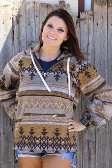 💎(WOMEN) Tan/mustard aztec printed pullover. TPW65113017-Amy