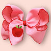 Moon stitch 5" embroidered hair bows w/2.25"Ribbon(approx.) 4pcs/$12.00