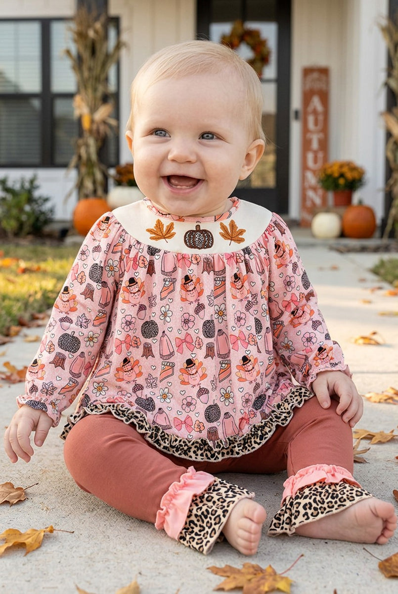 Thanksgiving, turkey printed tunic and pants. OFG61879 JEAN