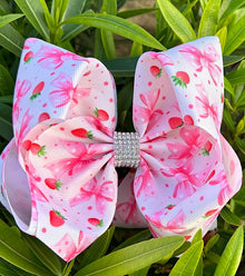  Coquette/Strawberry printed double layer hair bows. 4PCS/$10.00 BW-DSG-995