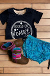 HOOKED ON DADDY" BLACK TEE W/ BABY BLOOMERS. GSSO021502-SOL