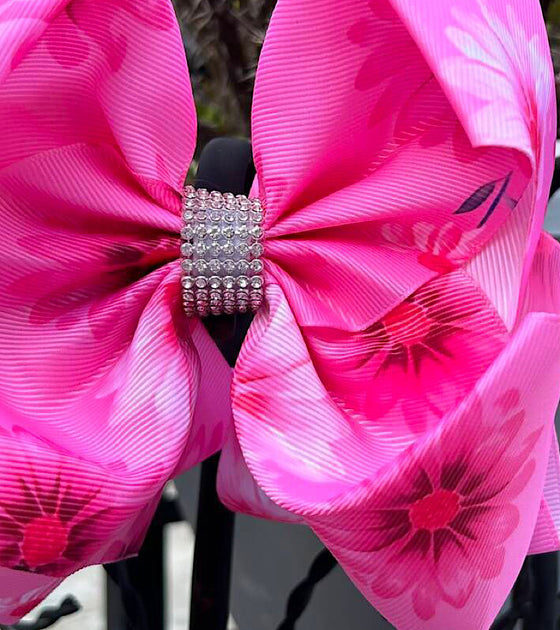 Fuchsia Floral printed double layer hair bows. 4pcs/$10.00 BW-DSG-1021