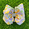 Green, yellow and purple floral printed double layer hair bows. 4pcs/$10.00 BW-DSG-1022