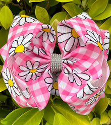  Daisy, gingham printed double layer hair bows. 4PCS/$10.00 BW-DSG-1032