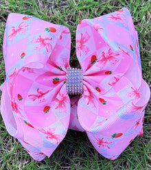  Light pink checkered printed coquette hair bows. BW-DSG-1036