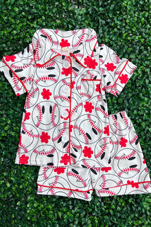  Baseball printed girls pajama set. GSSO012306-WEN
