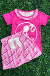 Fuchsia Character printed skirt set. GSD041004-AMY