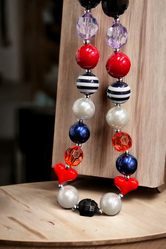 Multi-color bubble necklace w/hearts. (3pcs/$12.00) ACG50153018 S