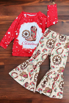  Cowgirl, Christmas printed sweatshirt & bottoms. TITTN-LOI