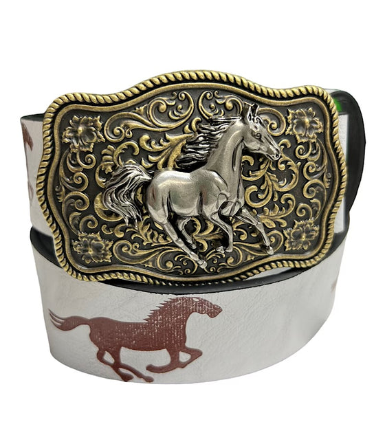 Horse buckle & horse printed belt. BLT-10325