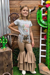 Tan faux leather double layer bell pants. PNG25153111 AMY