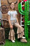 Tan faux leather double layer bell pants. PNG25153111 AMY