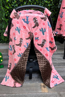 Coral western boot & flowers printed  car seat cover. ZYTG25153025 M