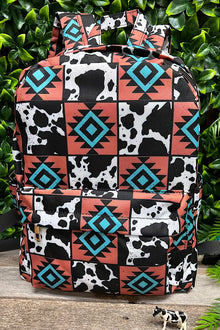  Cow & aztec patch printed Medium size backpack. BP-202323-6
