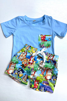  Character printed boys 2 piece set. BSSO041101-AMY