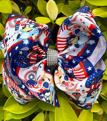  Character patriotic printed double layer bow. 4PCS/$10.00 BW-DSG-1046