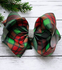  Plaid printed double layer hair bows. (6.5"wide 4pcs/$10.00) BW-DSG-925