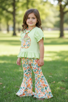 Floral pumpkin application top and bell bottoms.OFG52158 AMY