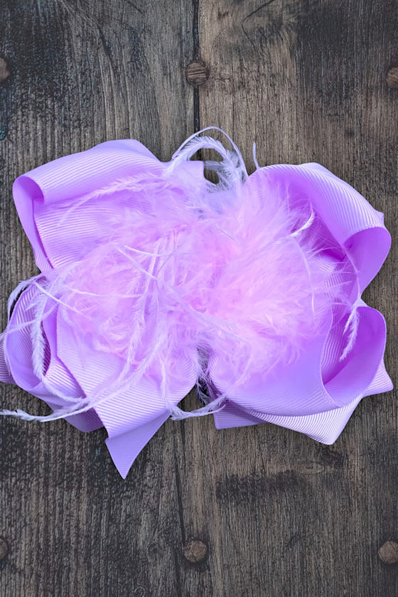 ORCHID FEATHER BOW 4PCS/$10.00 7.5IN WIDE BW-430-F