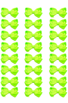  NEON-GREEN 4IN WIDE BOWS 24PCS/$7.50 BW-544-4